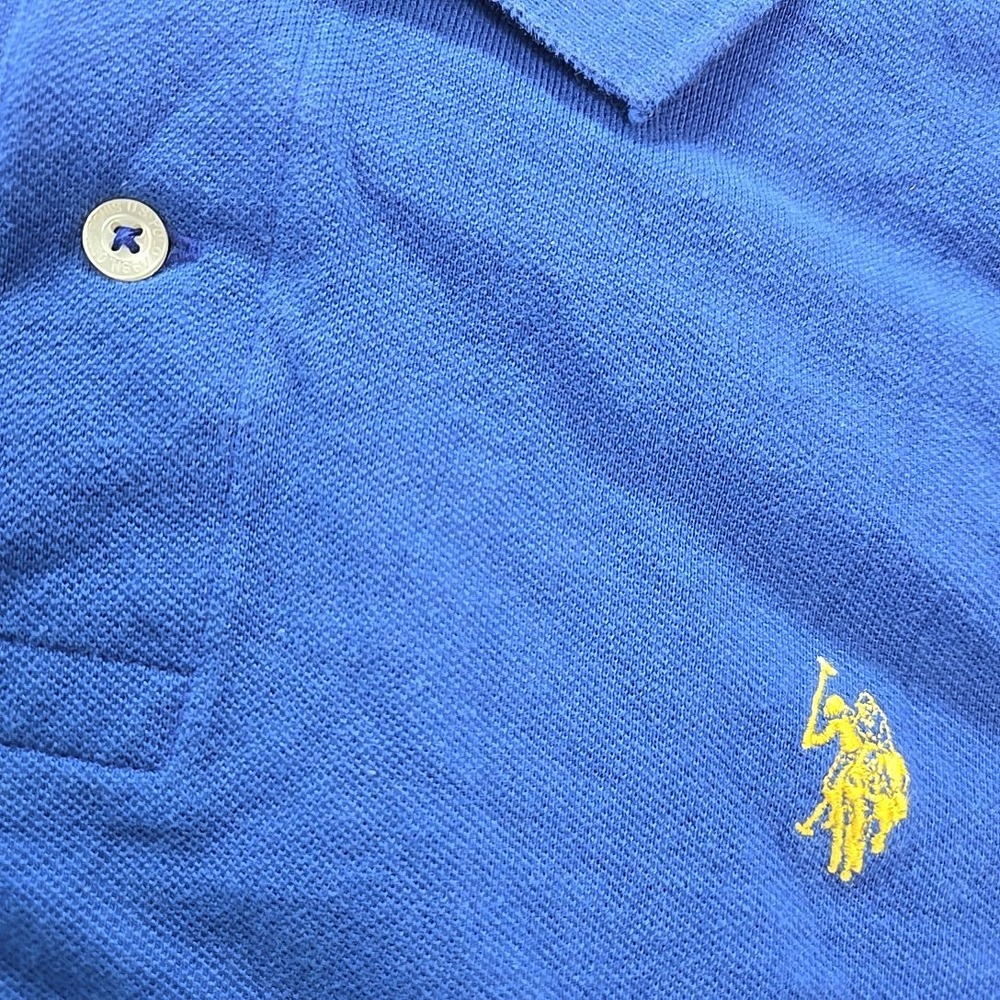 Cropped US Polo Association Womens L Polo Shirt Royal Blue Custom Stretchy Hem - Picture 4 of 9